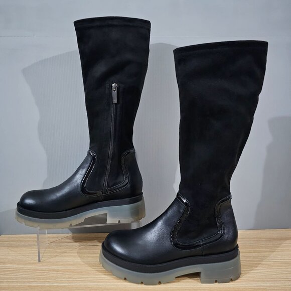 Aquatalia Drew Tall Boot Knee High Combat Naplak Suede Leather Weatherproof 7.5 - Picture 2 of 15